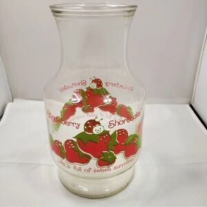 VTG 1980s Strawberry Shortcake Glass Carafe Juice Pitcher - American Greetings